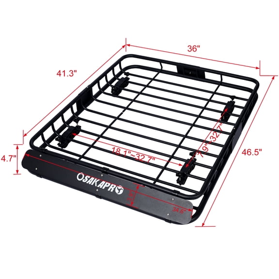 Rooftop Cargo Carrier Basket Motoring Roof Rack,Top Mount Roof Rack 42" Black Steel,Black Steel
