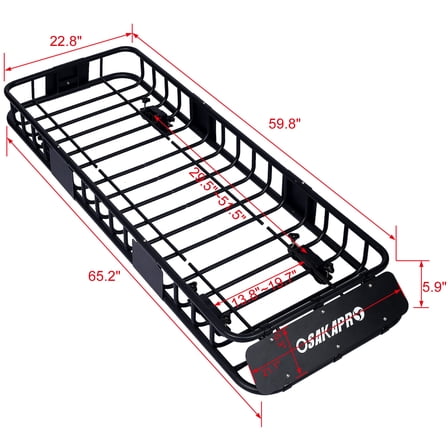 Rooftop Cargo Carrier Basket Motoring Roof Rack,Top Mount Roof Rack 64" black steel,
