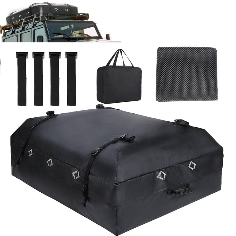 Rooftop Cargo Carrier Waterproof Soft Rooftop Cargo Bag Without Roof Rack Roof Luggage Rack Storage for Vehicle SUV Rooftop Carrier with Hooks