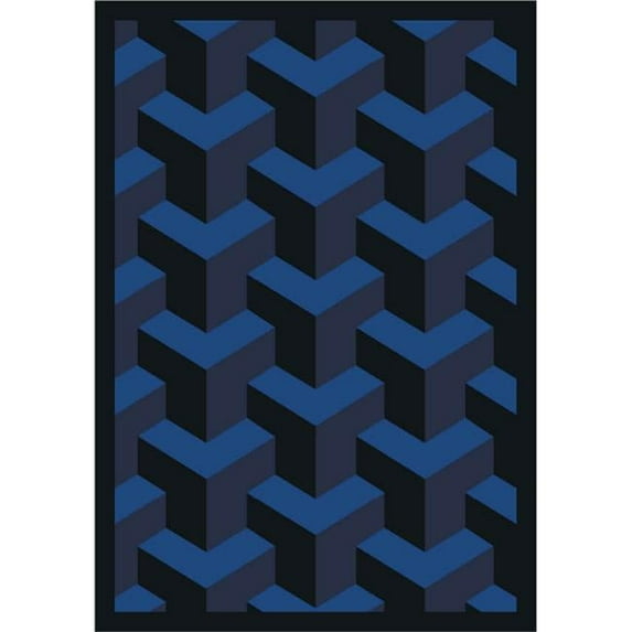 Rooftop Navy 3 ft.10 in. x 5 ft.4 in. WearOn Nylon Machine Tufted- Cut Pile Whimsy Rug