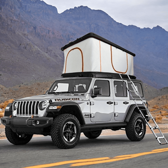 Rooftop Tent Hard Shell - Outdoor Car Camping 2-3 Person Truck, Sedan, SUV, Waterproof, Teardrop, Windproof, Sturdy, Easy Up Roof for SUV Road Trip Essentials Overland, Large, Black