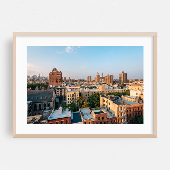 Rooftop Views, East Village 01 - Manhattan New York Photography Cityscape Skyline Architecture City Oak Framed Wall Art Print 24 x 36 inches