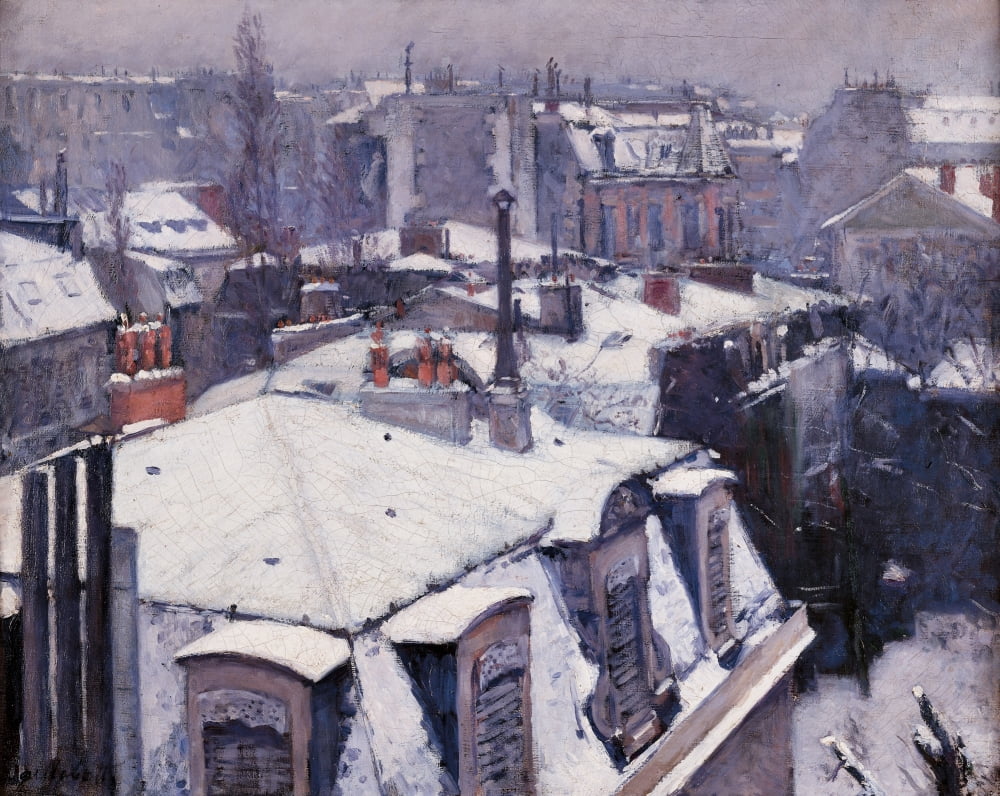 Rooftops Under The Snow Paris Canvas Art - (24 x 18)