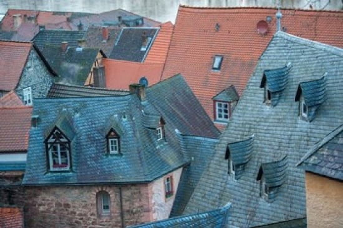 Rooftops in Miltenberg Germany Canvas Art - Jim Engelbrecht DanitaDelimont (36 x 24)