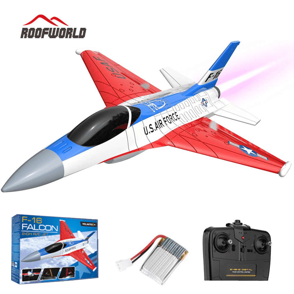 Roofworld Falcon RC Plane F-16 2.4Ghz 2CH Remote Control Airplane Fixed Wing RC Fighter Gifts for Beginners