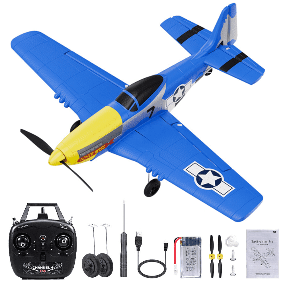 P51D Mustang RC Plane 4CH Remote Control Airplane Ready to Fly RC Airplane Blue