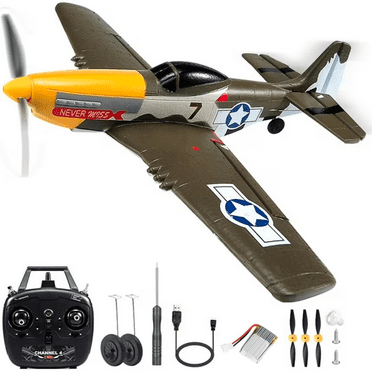 Roofworld RC Plane 4 Channel Remote Control Airplane Ready to Fly P51D Mustang RC Airplane Easy Control for Beginners,Green