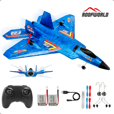RC Plane F22 Jet 2.4G 6-Axis Gyro Remote Control Airplane Fighter Toy Gift for Kids Beginner(Blue)