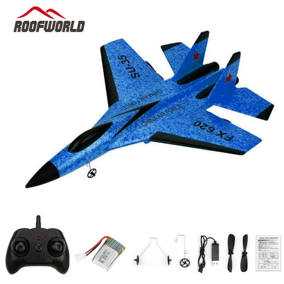 Roofworld RC Plane SU-35 Remote Control FX620 Glider 2.4GHz 3-Axis Gyro Airplane Toy Gift(blue)