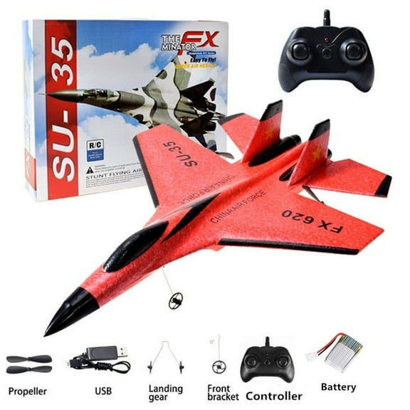 Roofworld RC Plane SU-35 Remote Control FX620 Glider 2.4GHz 3-Axis Gyro Airplane Toy Gift(red)