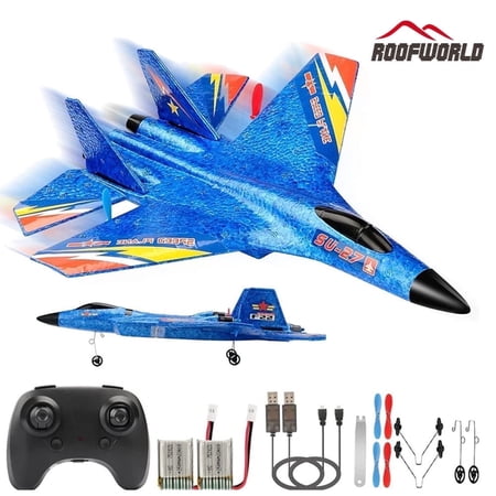 Roofworld SU-27 2.4GHz 2 Channel RC Airplane Blue Remote Control Toy