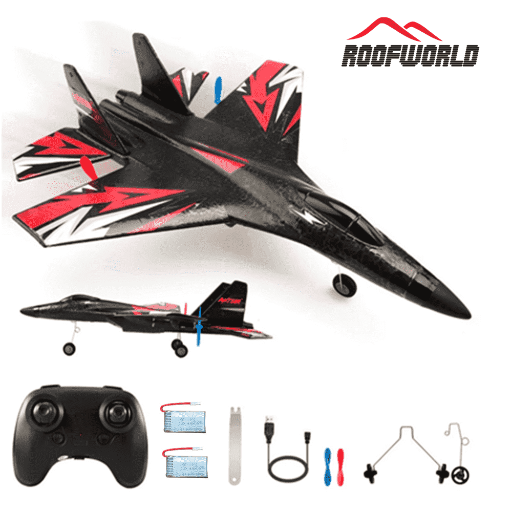 Roofworld RC Plane SU27 2.4G Remote Control with LED Lights for Children and Adults