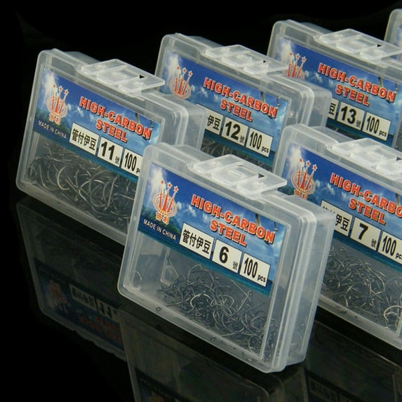 Rooha 100 Fishing Hooks Set Carbon Steel With Izu Hook Box Crooked Mouth For Better Catching Perfect For Outdoor Fishing