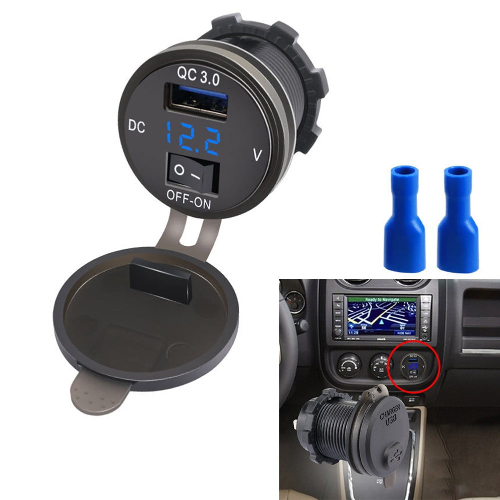 Rooha 12V/24V Qc3.0 Usb Fast Charger Socket Outlet On&Off Switch For ...