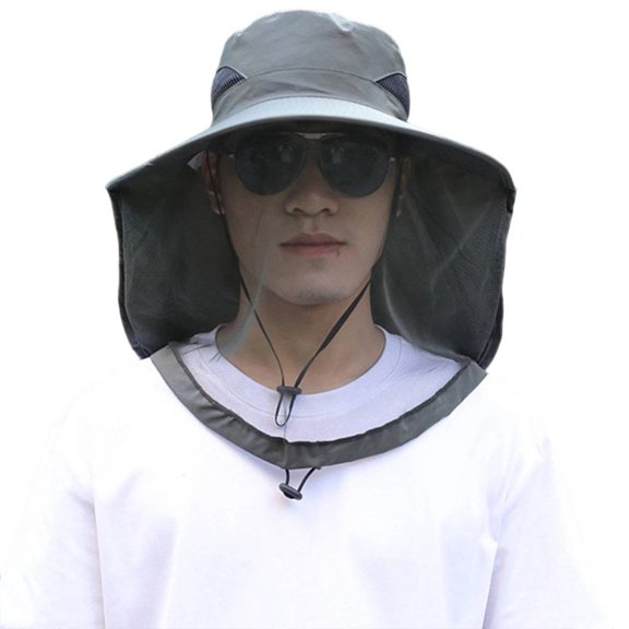 Rooha 1Pc Fishing Mosquito-Proof Hat Breathable Mesh Face-Covering Sun Protection Cap For Outdoor Pest Control Night Fishing Accessory