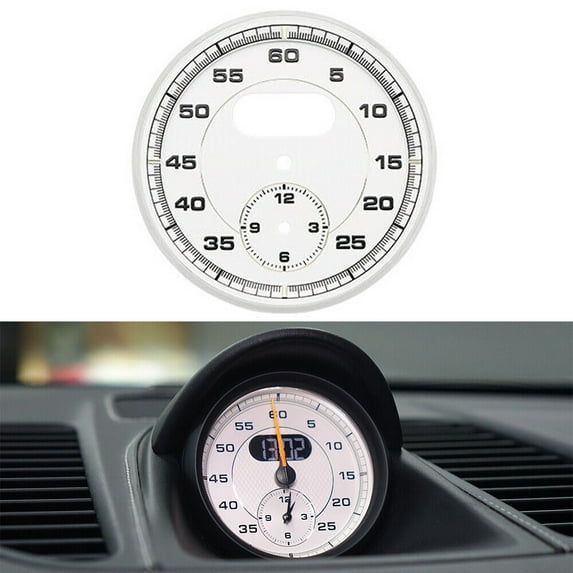Rooha 1Pcs White Car Dial Clock Decoration Dial Clock Gauge Chrono For 911 Carrera 991(2013-2019) For Porsche Automotive Accessories