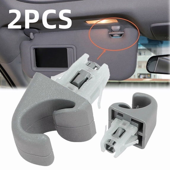 Rooha 2Pcs Car Sun Visor Hook Clips For Toyota For Camry For Corolla For Highlander For Prius For Rav4 For Solara Gray Sun Visor Clip