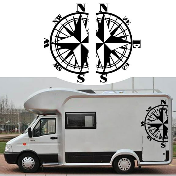 Rooha 2Pcs Motorhome Graphics Stickers Decals Camper Van Caravan Black Universal Car Sticker For Camper Body Decor Van Caravan