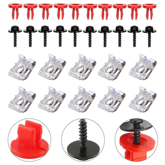 Rooha 30Pcs Engine Guard Nut/Screw Washers U Fender Nuts For Ford C-Max Escape Focus Explorer Engine Guard Chassis Cover Screw Bolt