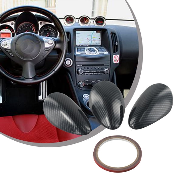 Rooha 3Pcs Car Abs Carbon Fiber Pattern Interior Gauge Pad Cover Trim For Nissan 370Z 2009-20 Easy Installation Inner Accessories