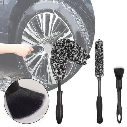 Rooha 3Pcs Wheel Brush Kit For Cleaning Wheel And Tire, Car Detailing Brushes