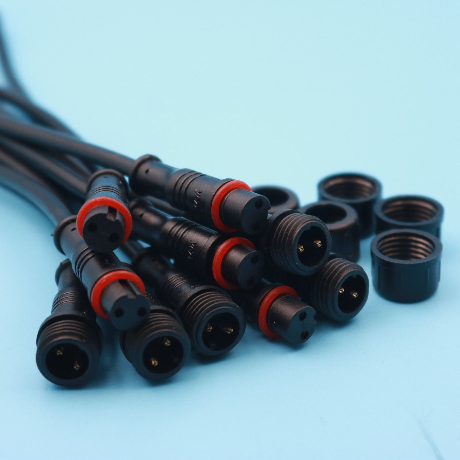 Rooha 5 Pairs Waterproof Connector Male & Female Black Cable 22 AWG 2 ...