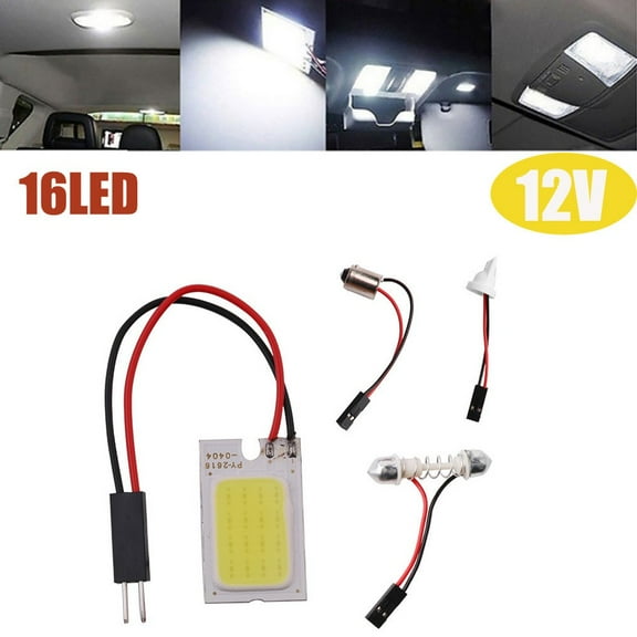 Rooha 6000K White Cob Led Light Panel T10 Light Adapter For Dome/Car Interior Ceiling 16/24/36/48Led Super Bright