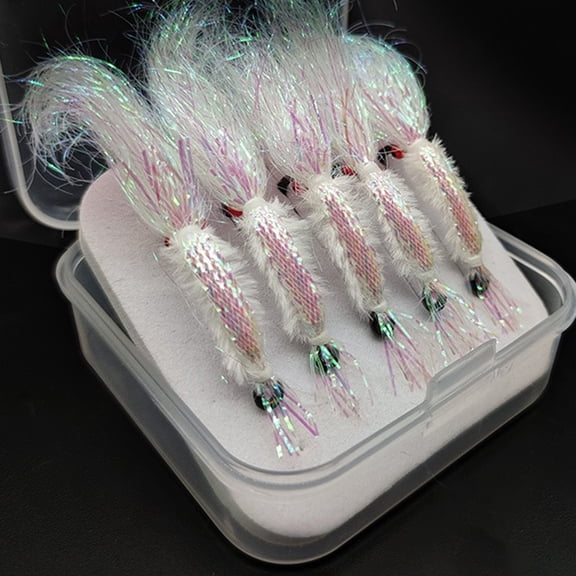 Rooha Bait Fly Hook Ice Shrimp Lure 5X Assorted Size Ice Shrimp Lure Bait Fly Fishing Hook Set For Sea For Trout Salmon Bass