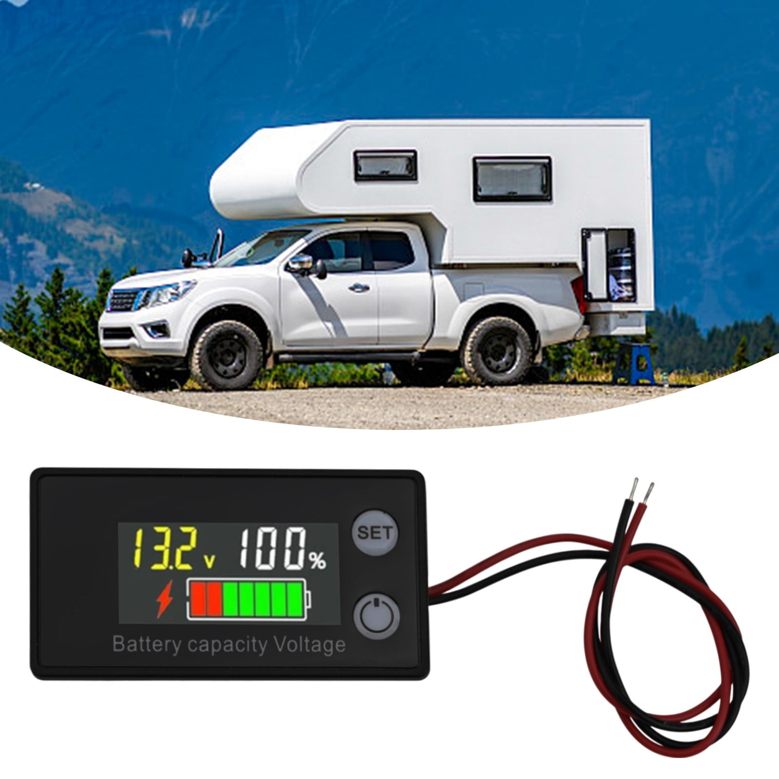 Indicateur Capacité Batterie Numérique 12V-84V - Pour Batteries Plomb Et Lithium - Avec Alarme - Écran LCD Blanc - 8