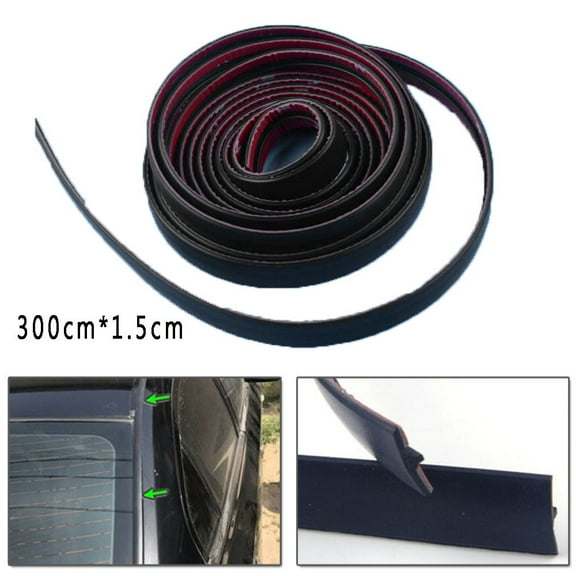 Rooha Black Rubber Seal Strip Car Universal Windshield With Tape 3Meter*1.5Cm Front Rear Triangle Replacement Durable