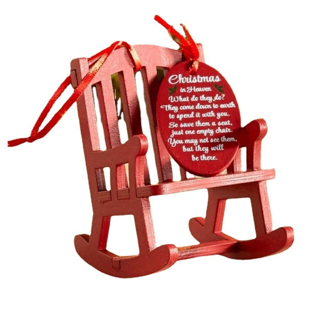 Rooha Christmas in Heaven Chair Memorial Ornament Wooden Rocking Chair