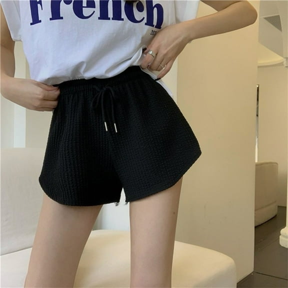 Rooha Everyday Use Black Comfortable Shorts Soft Comfortable Shorts Beach Casual Shorts New Condition Solid Pattern Commuting Outfit