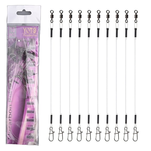 Rooha Fluorcarbon Fishing Leaders Line 7-18Kg 12/20/25/30/40Cm With Roll Swivel Pressure Test Fastlock Fishing Lines Accessories