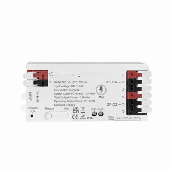 Rooha Led Strip Controller for Esp32 with Mic And Over 100 Dynamic Rgb Lighting Modes,White