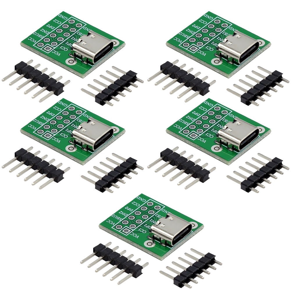 Rooha Set Of 5 Type C Usb Pin Adapter Boards for for Breakout Boards ...