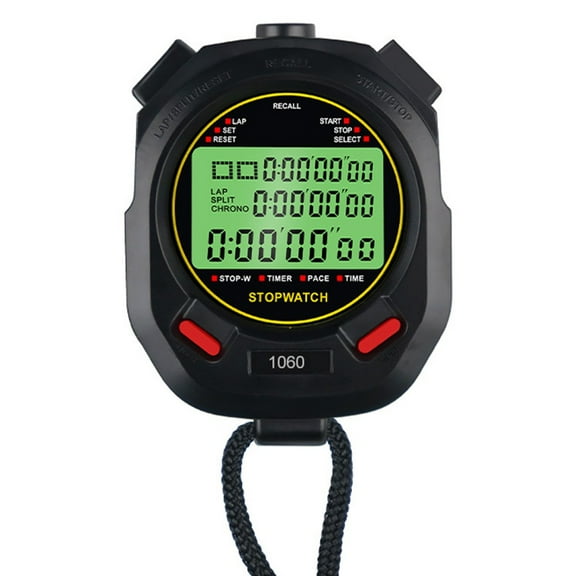 Rooha Stopwatch Timer Lap Split Digital Alarm Large Display 3-Way 10/30/60/100 Memory