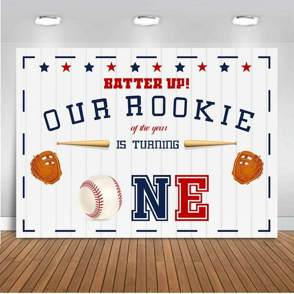 Rookie of The Year 1st Birthday Decorations Baseball Backdrop Baseball 1st Birthday Decorations Banner Our Rookie of The Year is Turning One Photograph Background