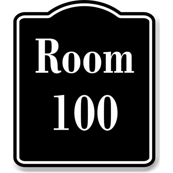 Room 100 Number Building BLACK Aluminum Composite Sign, 8.5"x10"