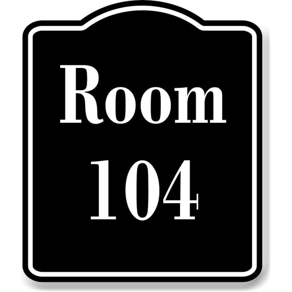Room 104 Number Building BLACK Aluminum Composite Sign, 8.5"x10"