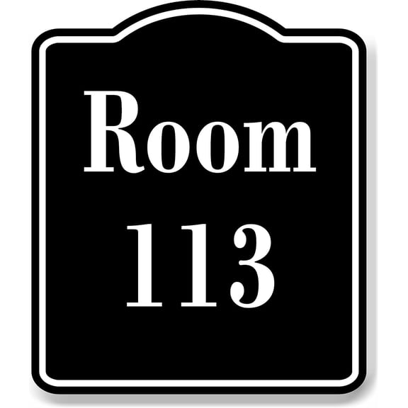 Room 113 Number Building BLACK Aluminum Composite Sign, 8.5"x10"