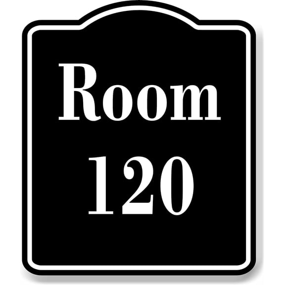 Room 120 Number Building BLACK Aluminum Composite Sign, 8.5"x10"