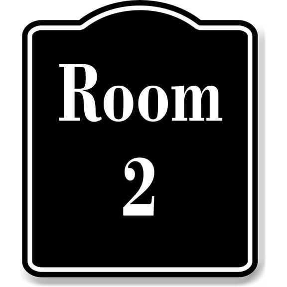 Room 2 Number Building BLACK Aluminum Composite Sign, 8.5"x10"
