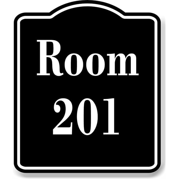 Room 201 Number Building BLACK Aluminum Composite Sign, 8.5"x10"