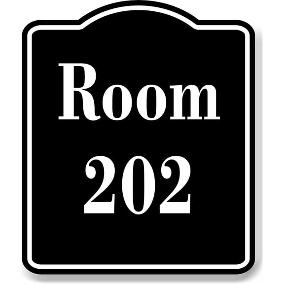 Room 202 Number Building BLACK Aluminum Composite Sign, 8.5"x10"