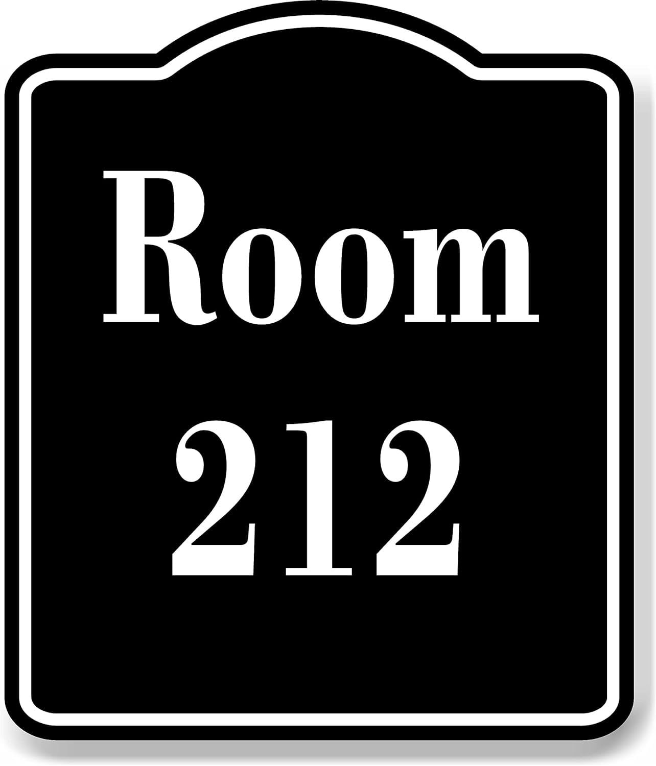 Room 212 Number Building BLACK Aluminum Composite Sign, 8.5
