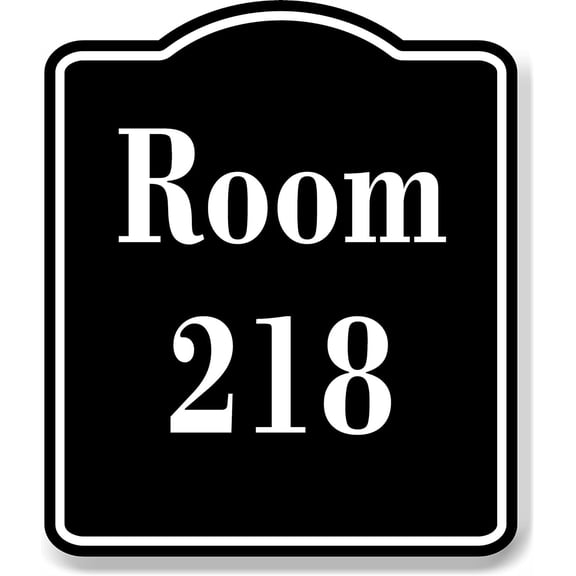 Room 218 Number Building BLACK Aluminum Composite Sign, 8.5"x10"