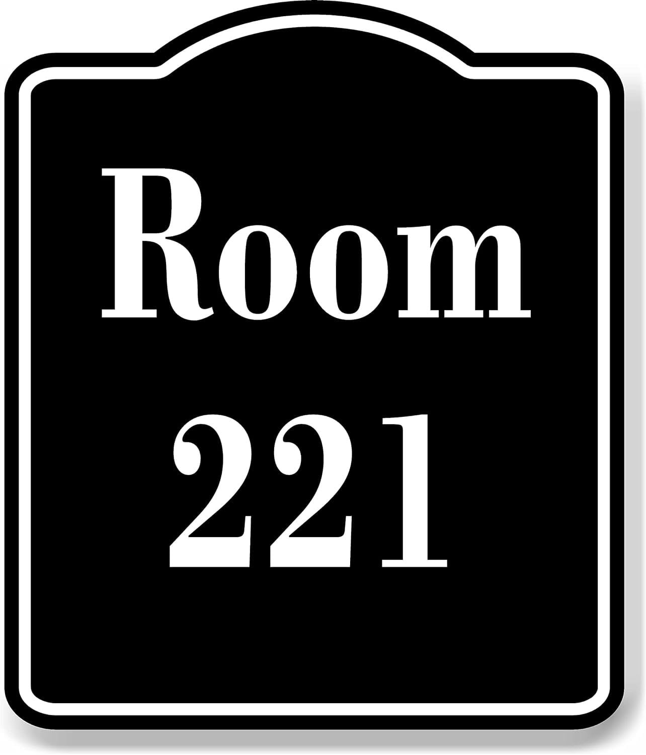 Room 221 Number Building BLACK Aluminum Composite Sign, 8.5