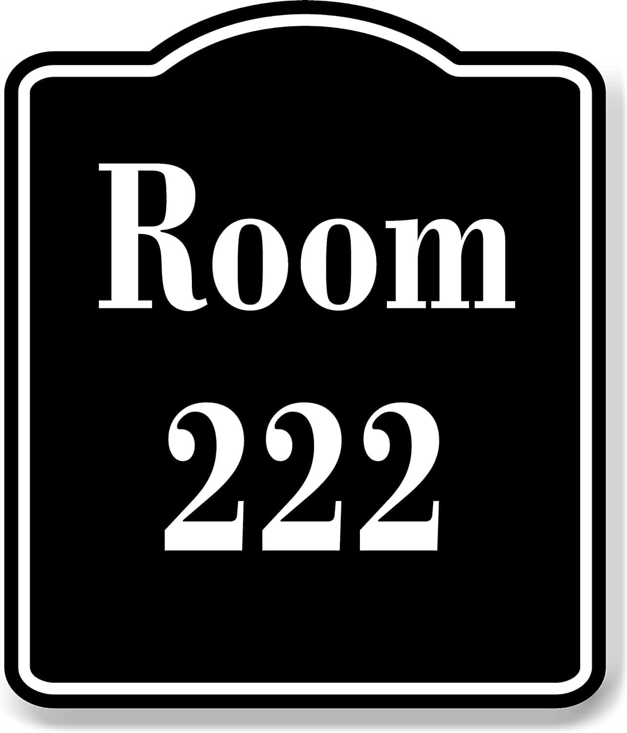 Room 222 Number Building BLACK Aluminum Composite Sign, 8.5