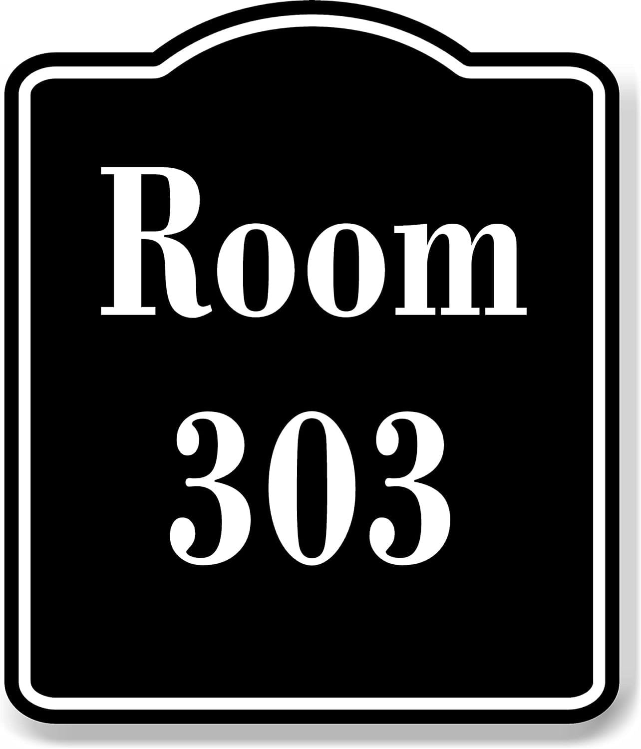 Room 303 Number Building BLACK Aluminum Composite Sign, 8.5