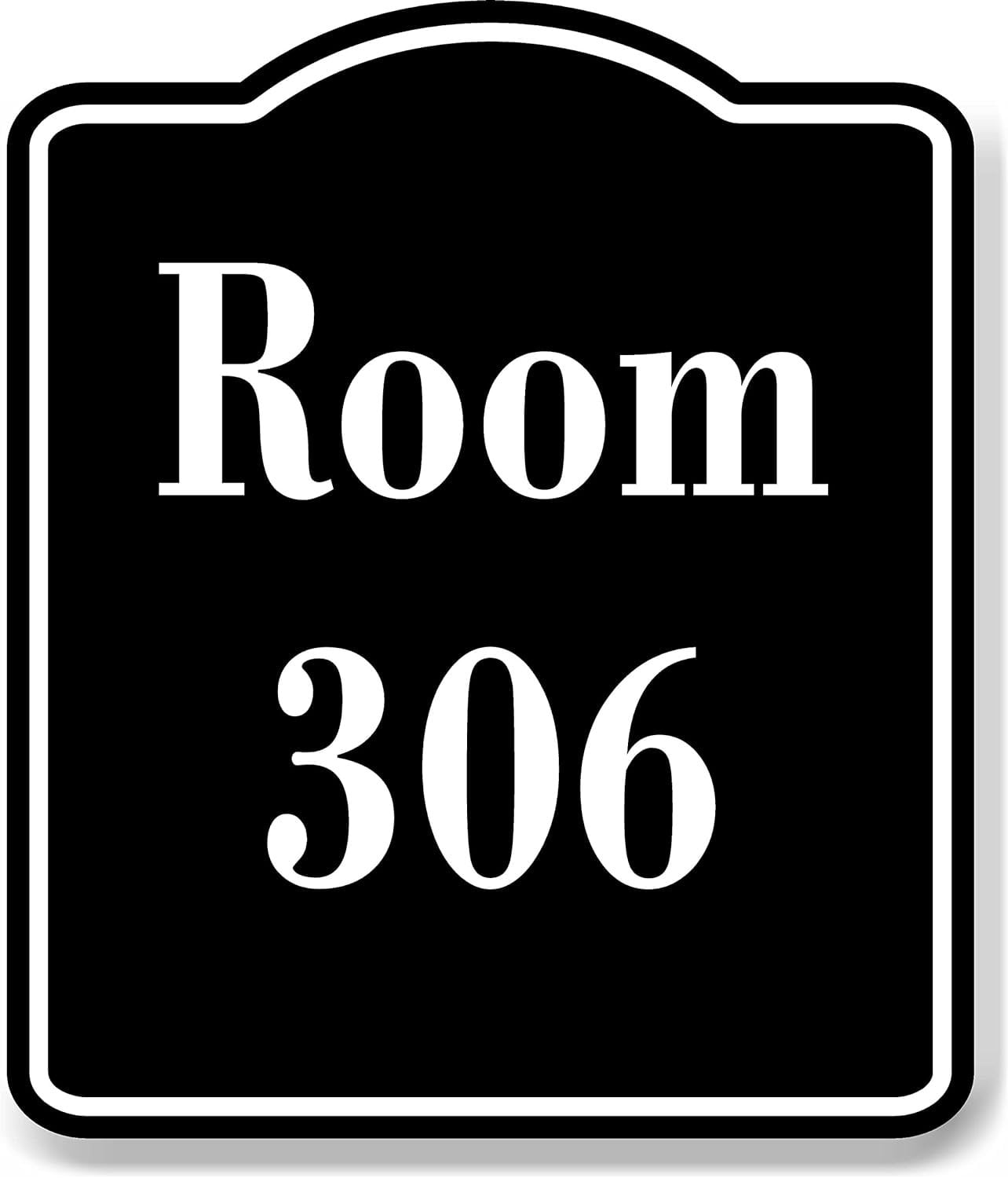 Room 306 Number Building BLACK Aluminum Composite Sign, 8.5